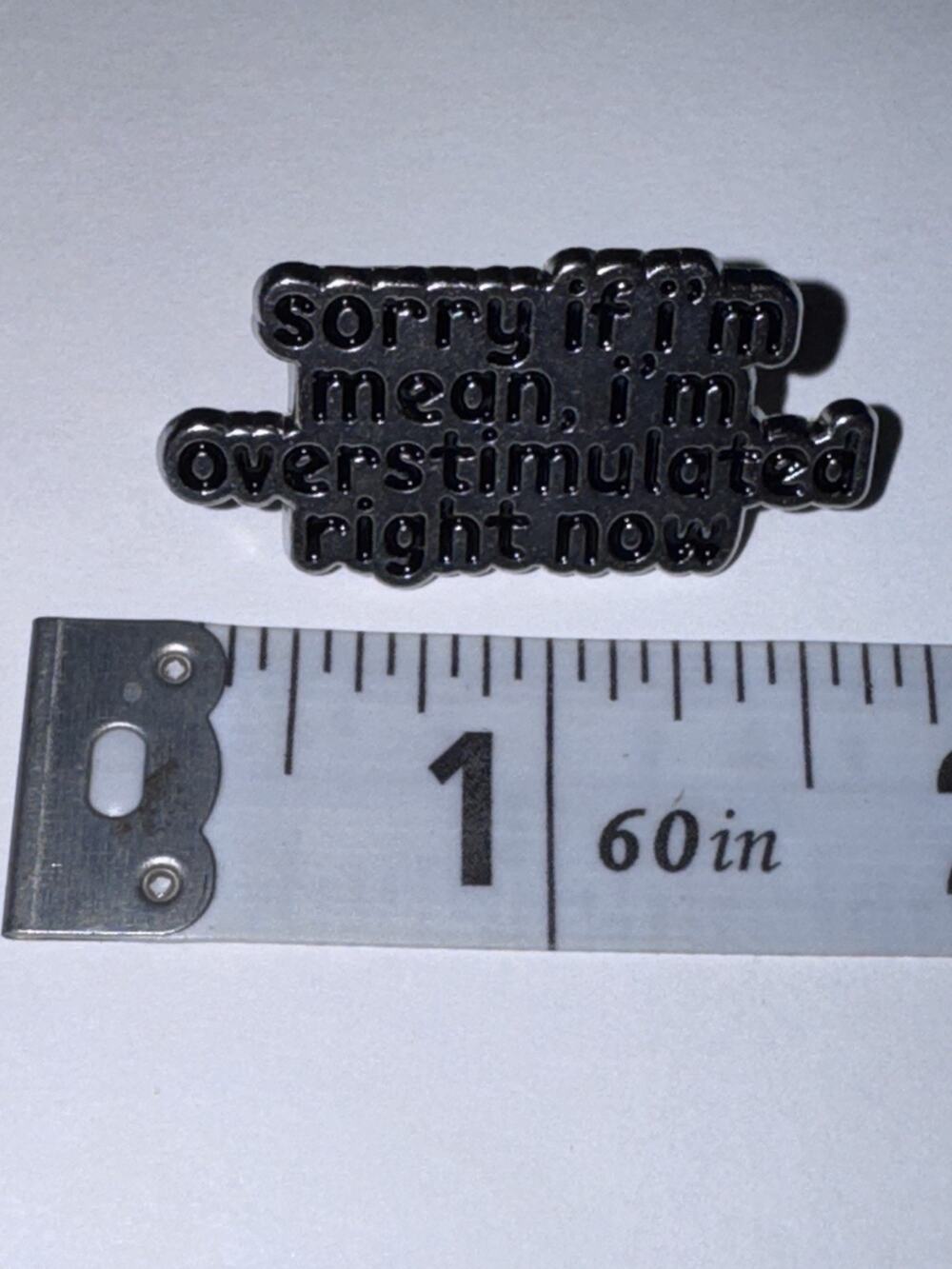 Sorry If I’m Mean, I’m Overstimulated Right Now Script Pin Brooch